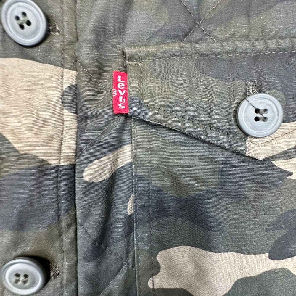Levi's Cotton Diamond Quilted‎ Shirt Jacket Mens XL Green Camouflage Zip Shacket - Picture 11 of 13